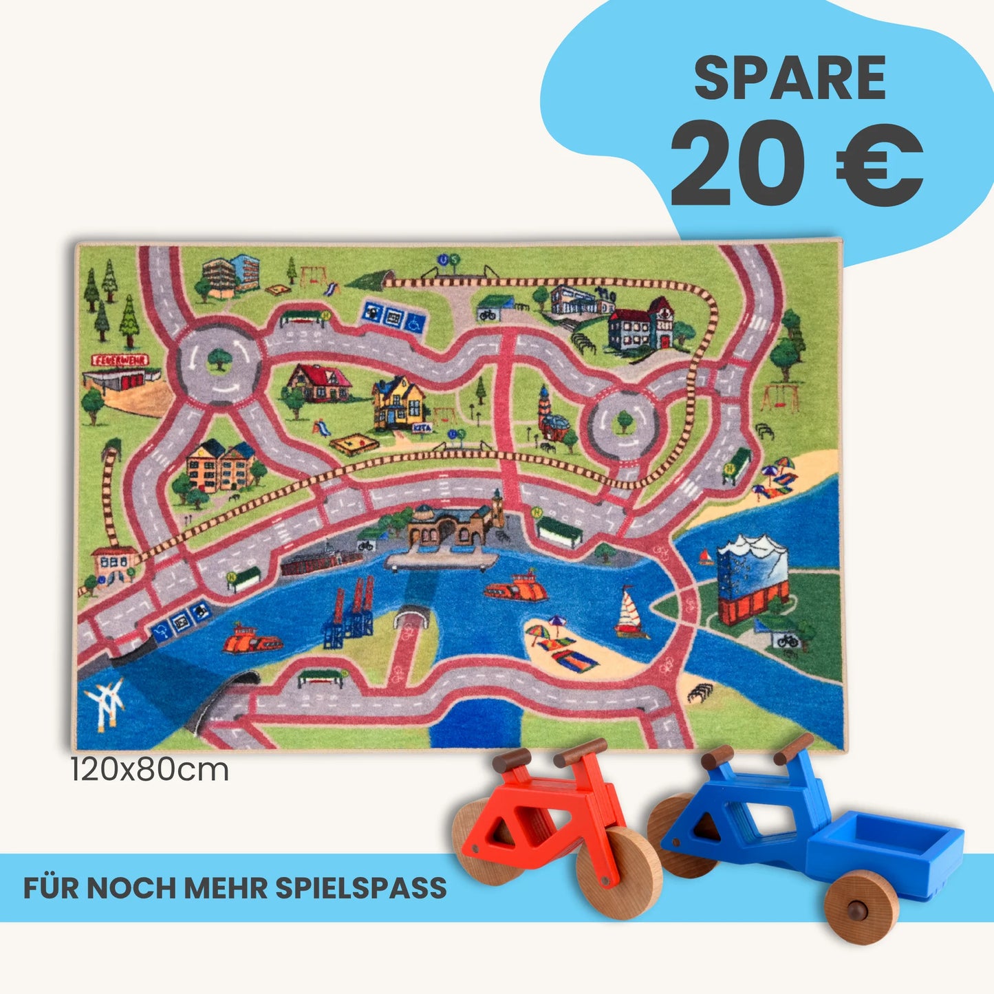 Spielteppich Hamburg 120x80cm im Starter-Set