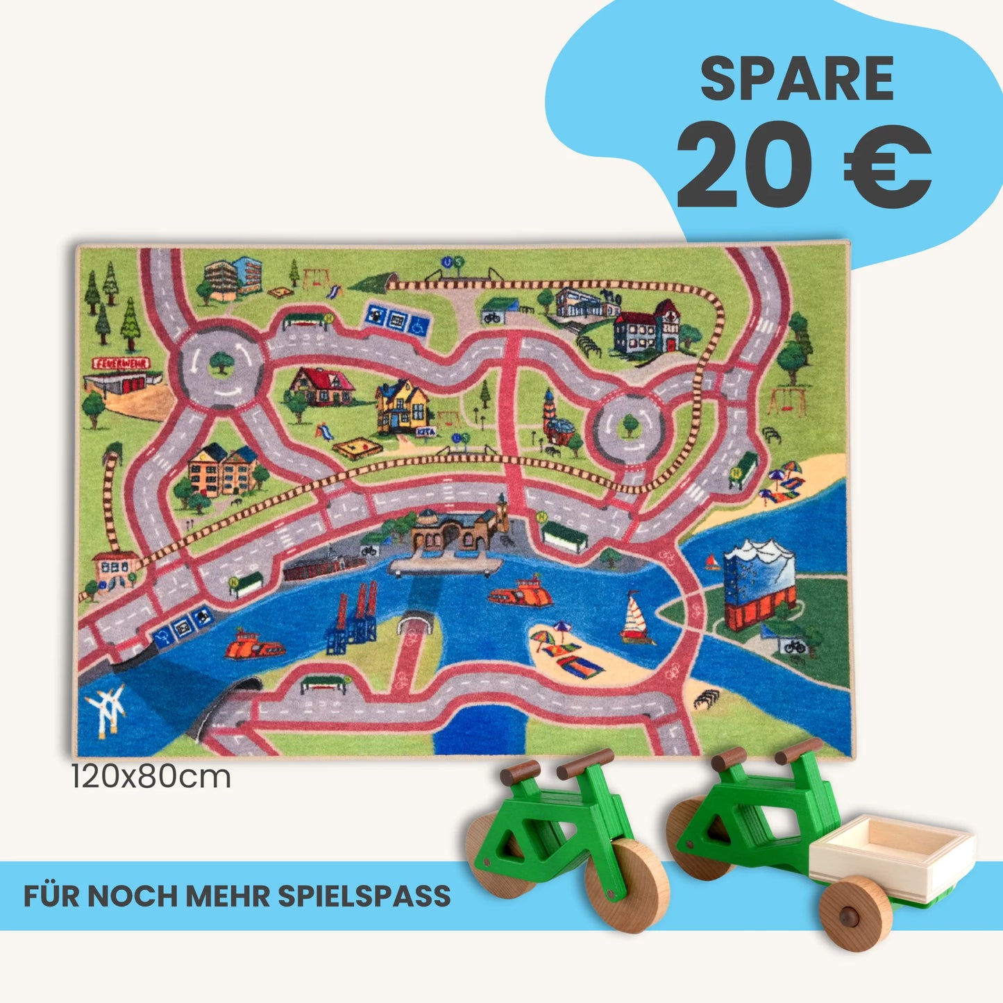 Spielteppich Hamburg 120x80cm im Starter-Set