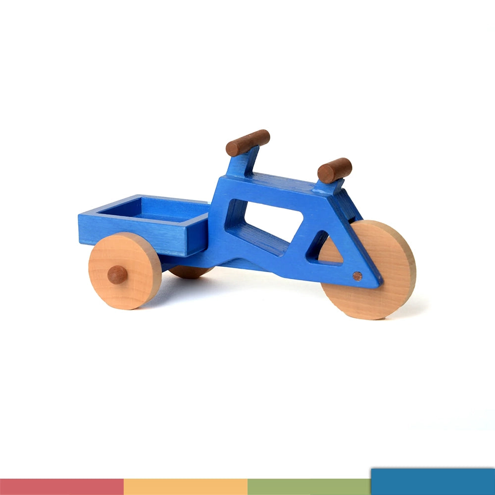 Das Spielwende-Spielzeuglastenrad mit flacher Box in blau