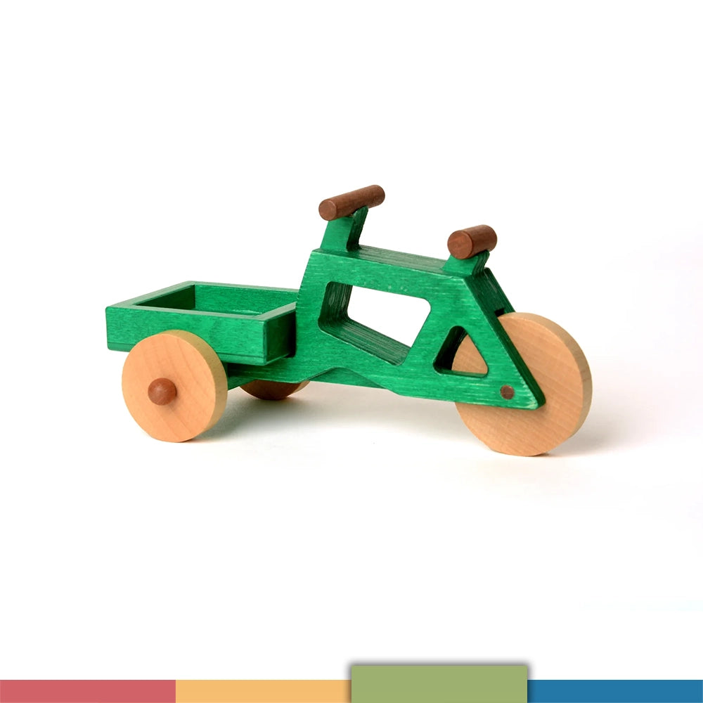 Das Spielwende-Spielzeuglastenrad mit flacher Box in grün