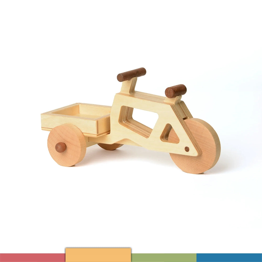 Das Spielwende-Spielzeuglastenrad mit flacher Box in natur