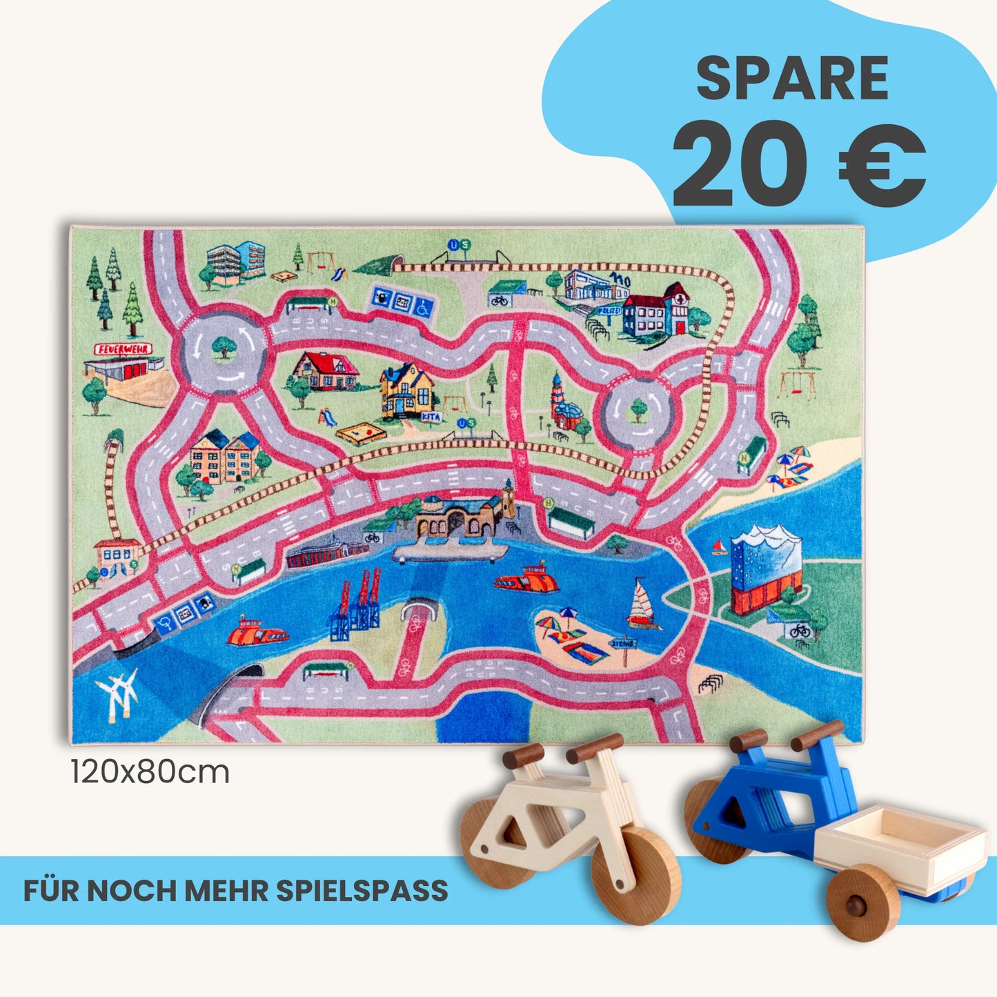 Spielteppich HAMBURG 120x80cm im Starter-Set