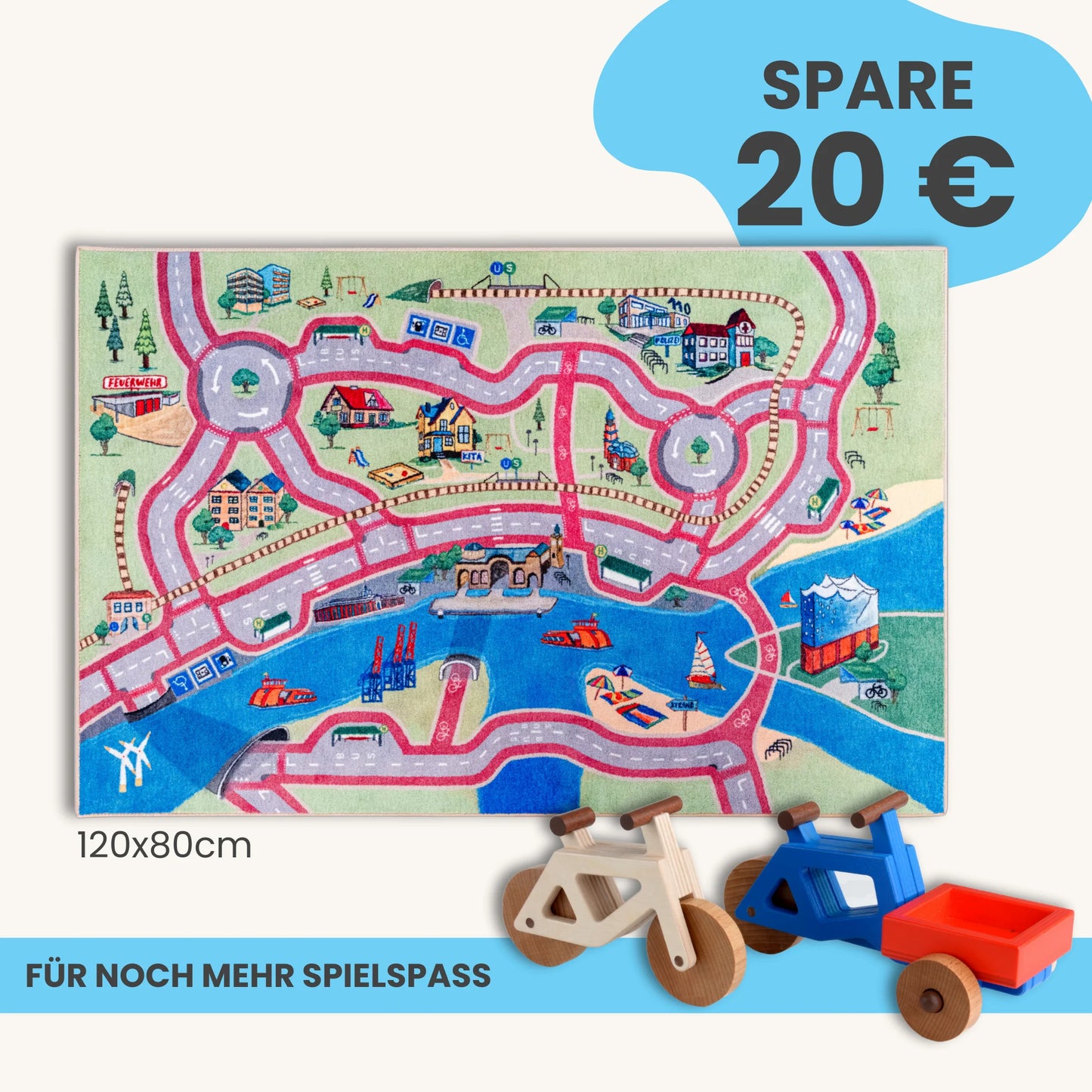 Spielteppich HAMBURG 120x80cm im Starter-Set
