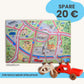 Spielteppich Freiburg 120x80cm im Starter-Set mit Fahrzeugen, ideal für kreatives Spielen.
