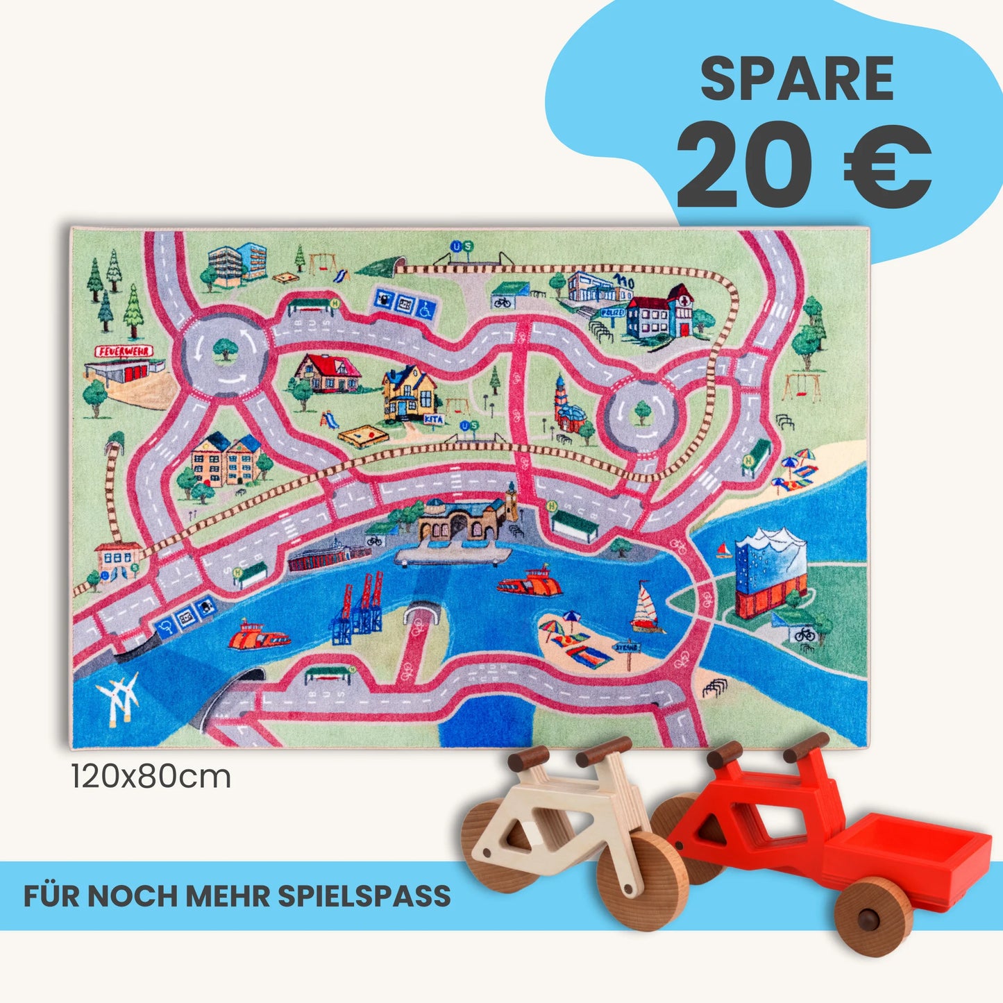 Spielteppich HAMBURG 120x80cm im Starter-Set