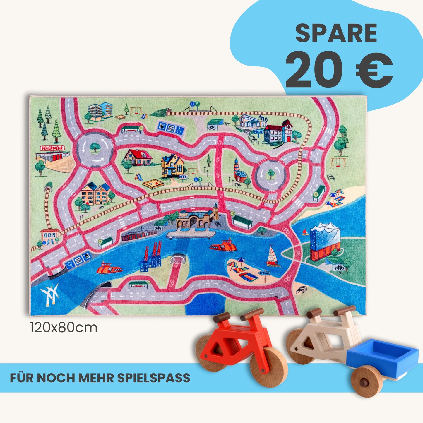 Spielteppich HAMBURG 120x80cm im Starter-Set