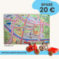 Spielteppich Freiburg 120x80cm im Starter-Set mit Spielzeugfahrzeugen für Kinder.