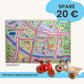 Spielteppich Freiburg 120x80cm mit Spielzeugfahrzeugen für kreativen Spielspaß.