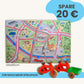 Spielteppich Freiburg 120x80cm im Starter-Set mit Spielzeugfahrrädern für Kinder.