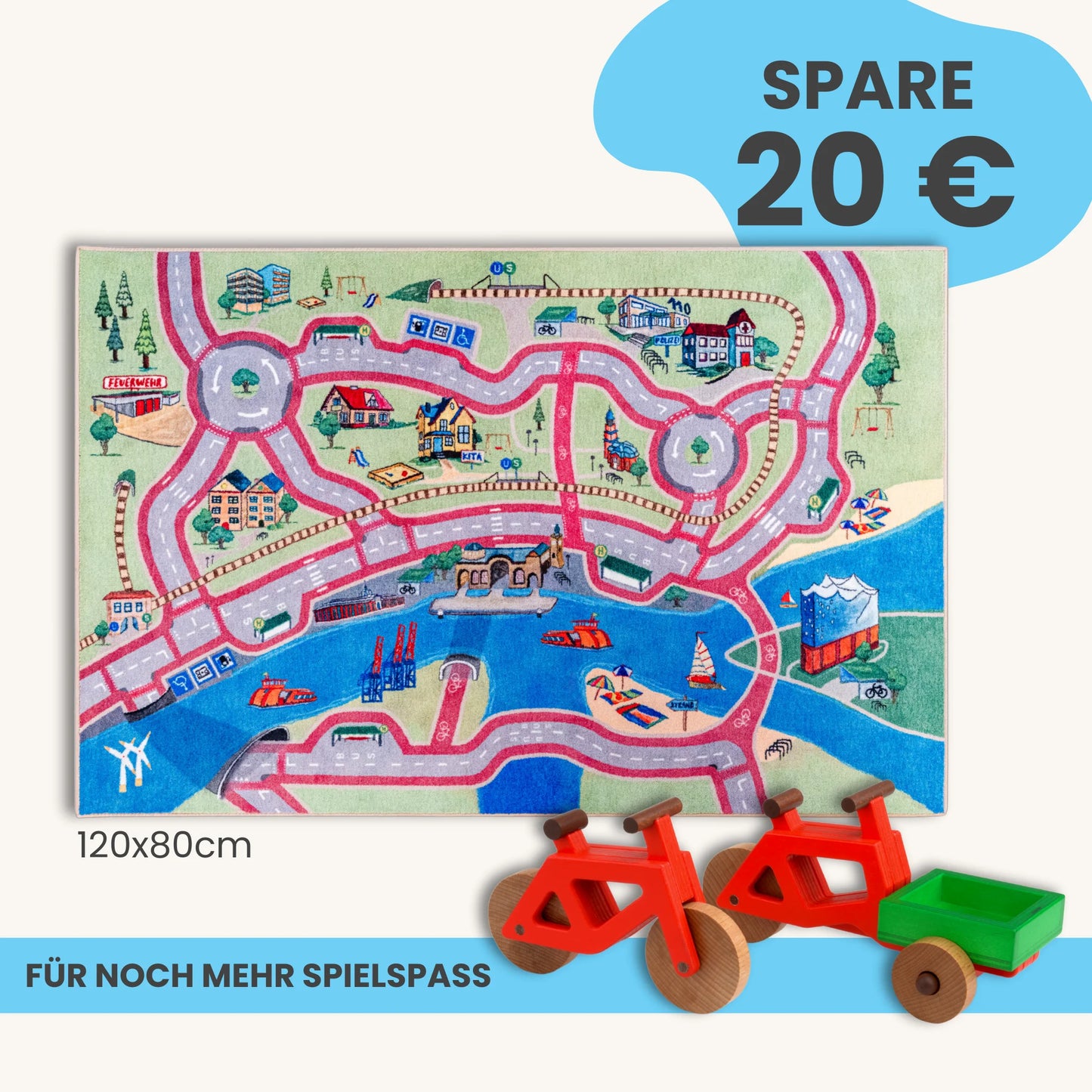 Spielteppich HAMBURG 120x80cm im Starter-Set