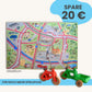 Spielteppich Freiburg 120x80cm im Starter-Set mit bunten Fahrzeugen für kreativen Spielspaß.