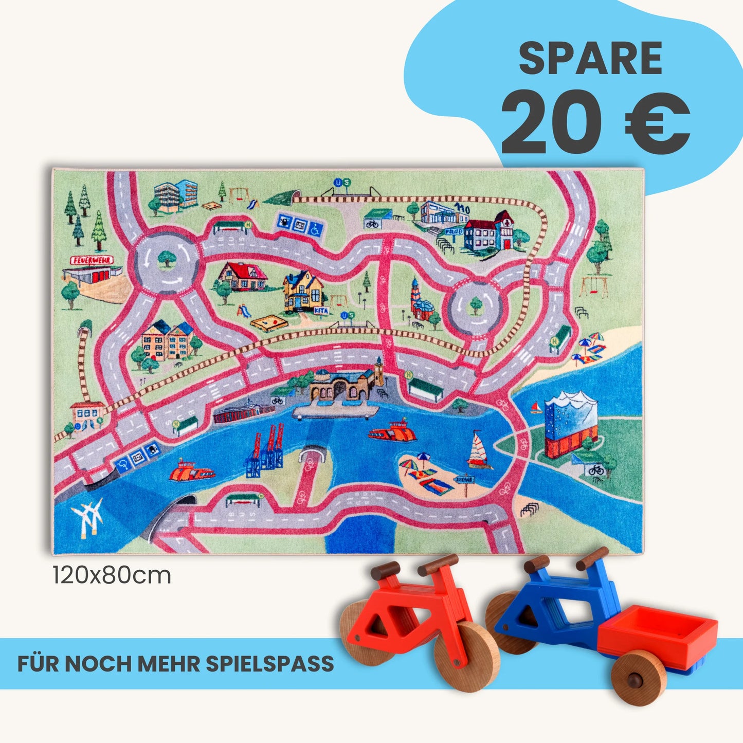 Spielteppich HAMBURG 120x80cm im Starter-Set