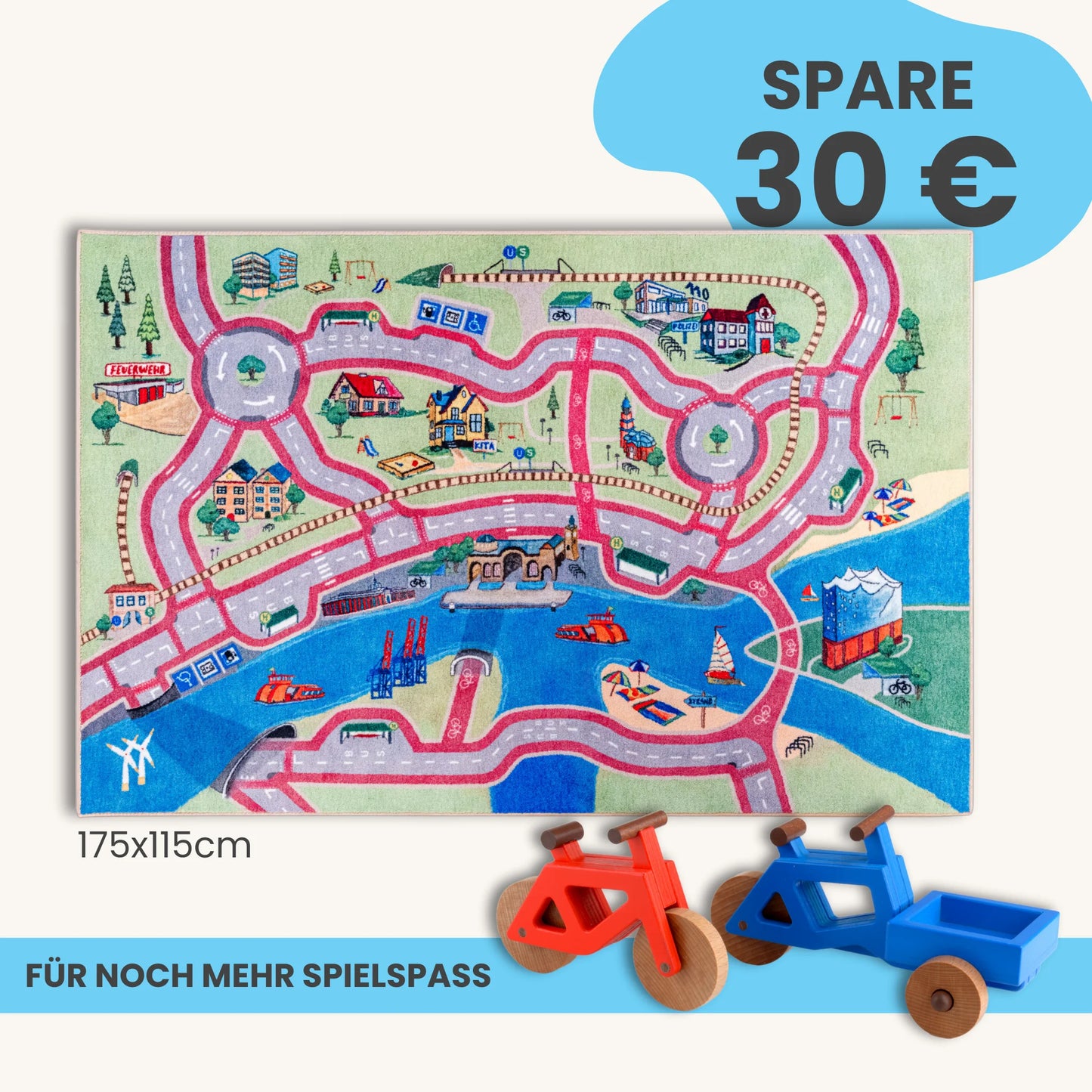 Spielteppich HAMBURG 175x115cm im Starter-Set