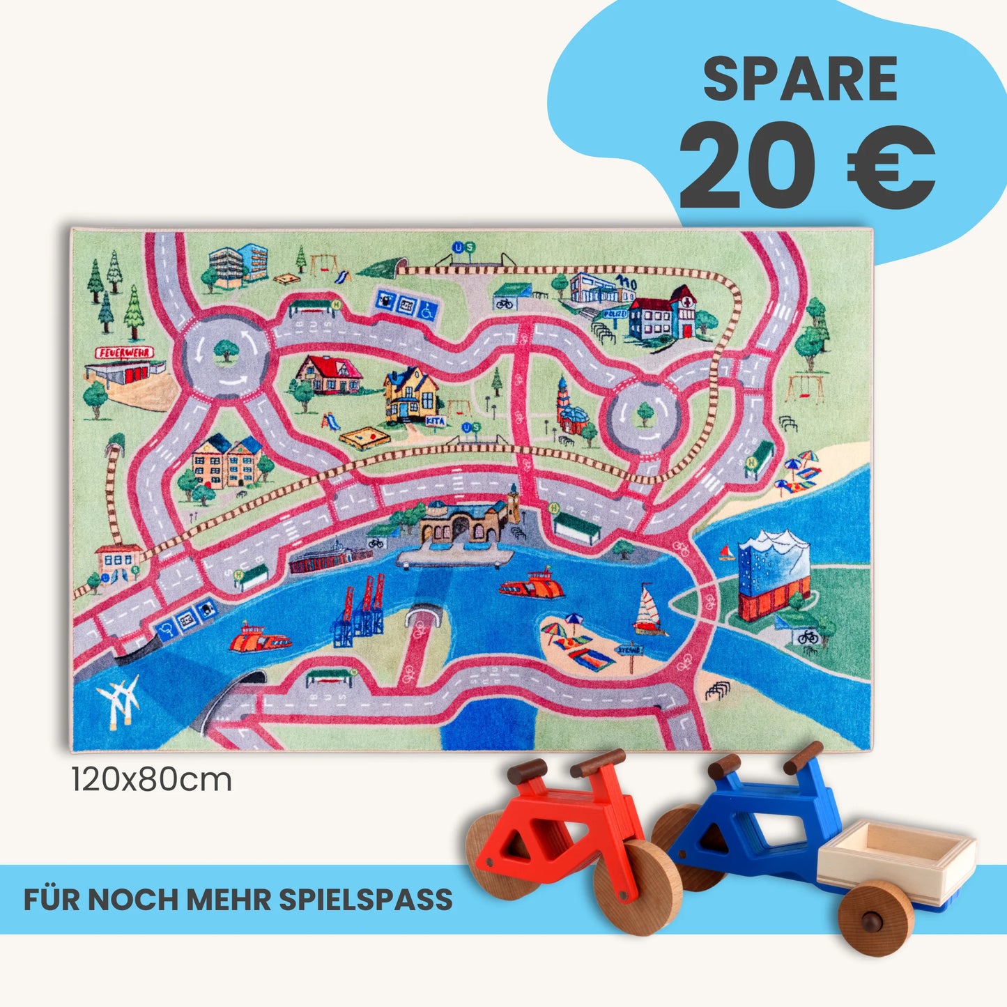 Spielteppich HAMBURG 120x80cm im Starter-Set