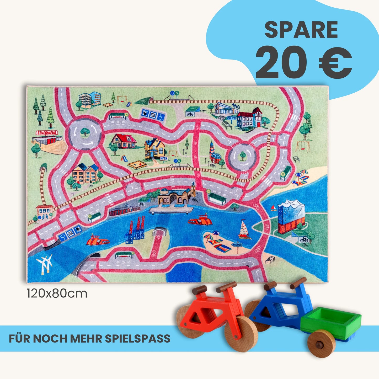 Spielteppich HAMBURG 120x80cm im Starter-Set