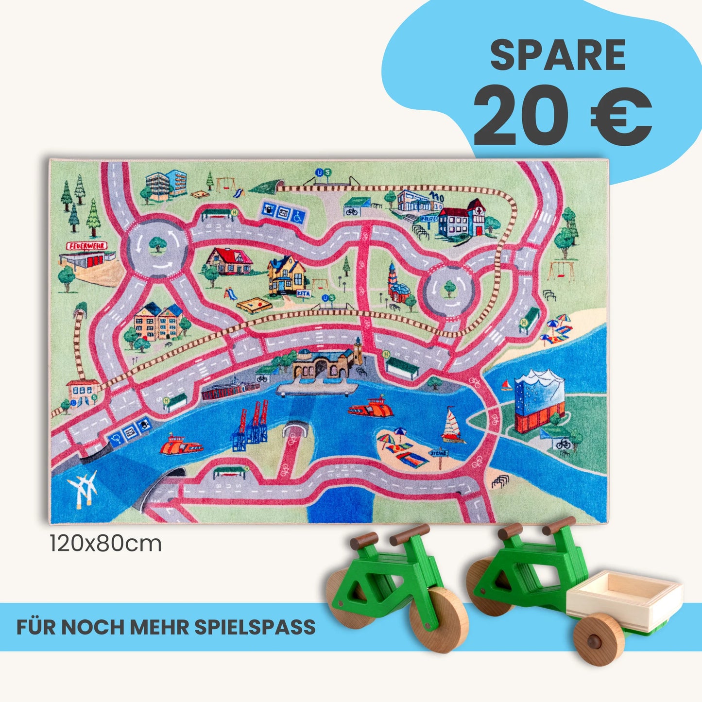 Spielteppich HAMBURG 120x80cm im Starter-Set