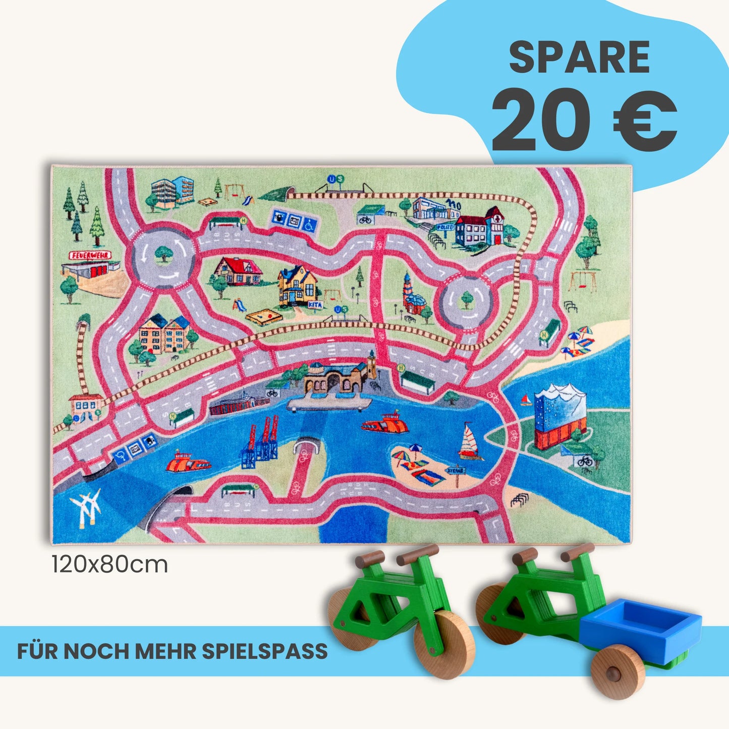 Spielteppich HAMBURG 120x80cm im Starter-Set