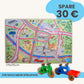 Spielteppich Freiburg 175x115cm im Starter-Set mit Stadtmotiven und Fahrzeugspielzeug