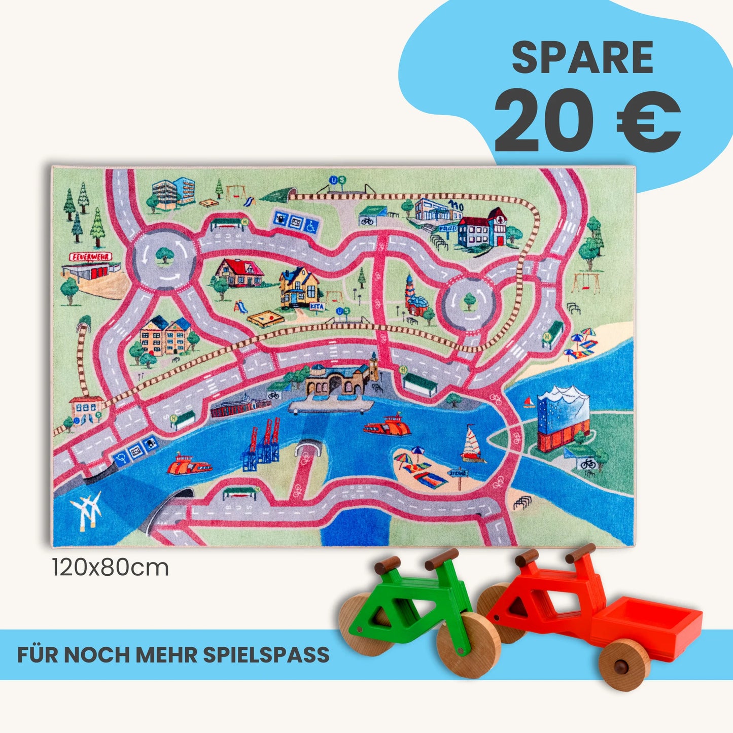 Spielteppich HAMBURG 120x80cm im Starter-Set