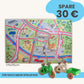 Spielteppich Freiburg 175x115cm im Starter-Set mit handgemalten Stadtmotiven für Kinder.