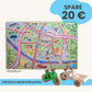 Spielteppich Freiburg 120x80cm Starter-Set mit Spielzeugfahrzeugen für Kinder.