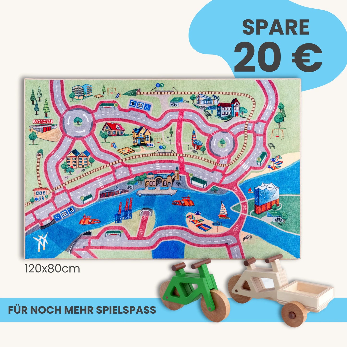 Spielteppich HAMBURG 120x80cm im Starter-Set