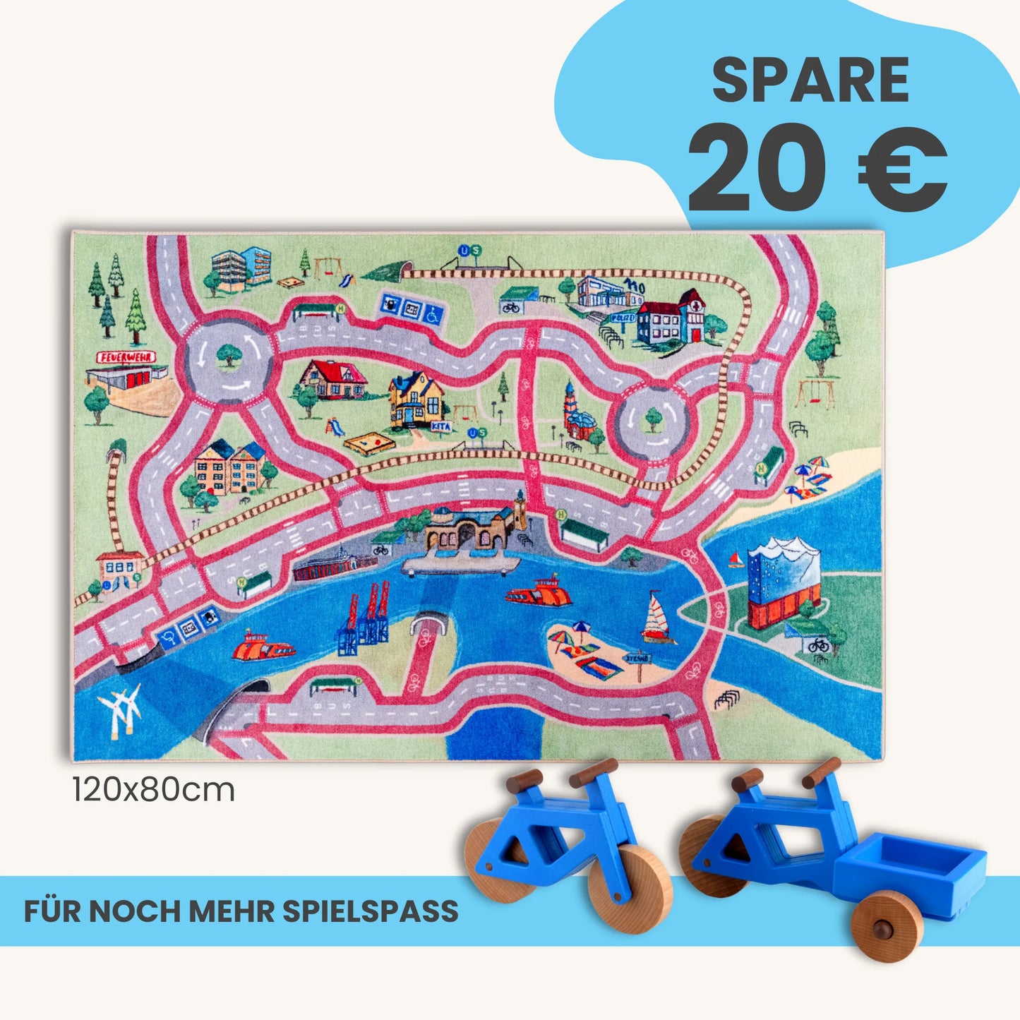 Spielteppich HAMBURG 120x80cm im Starter-Set