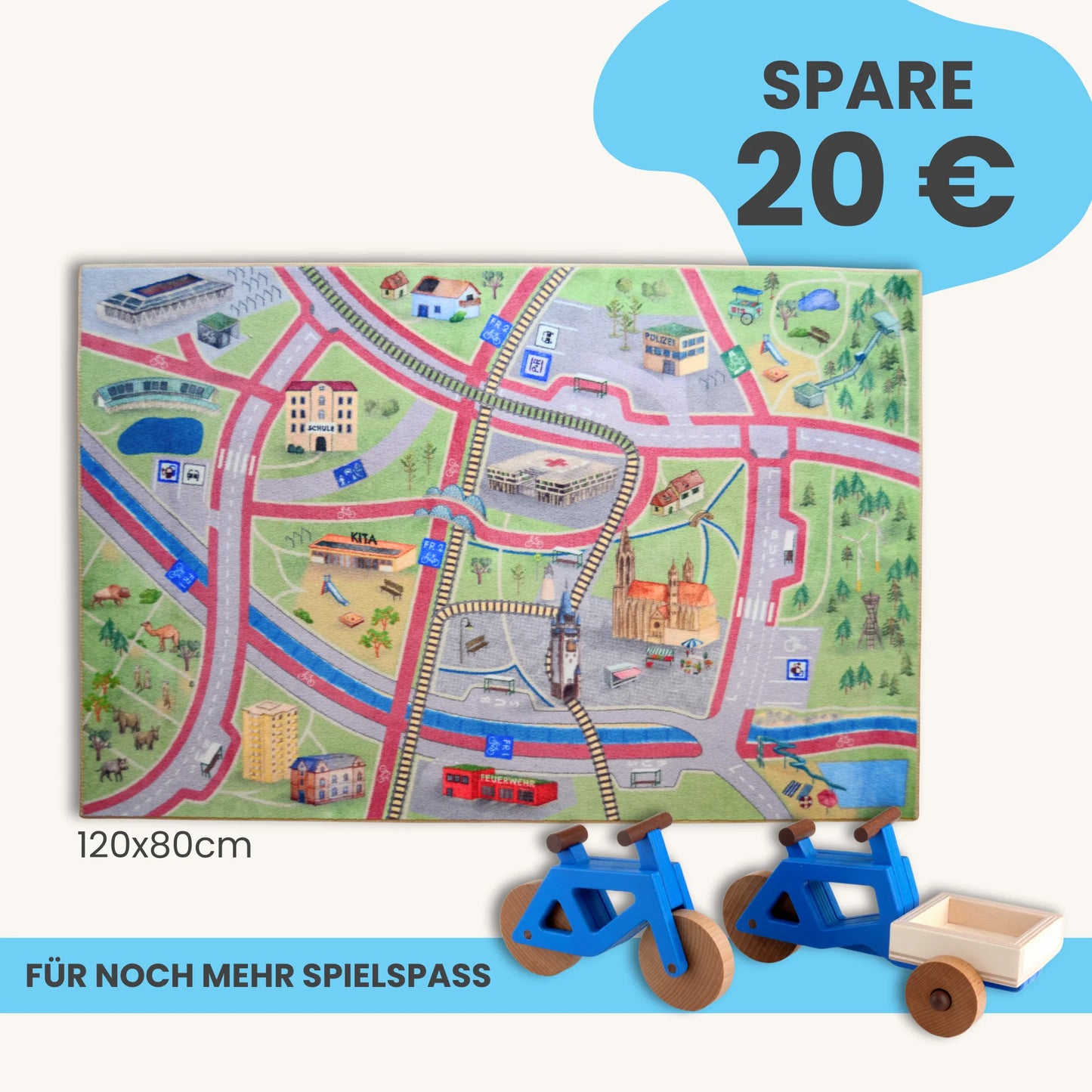 Spielteppich Freiburg 120x80cm im Starter-Set für mehr Spielspaß und kreative Erlebnisse.