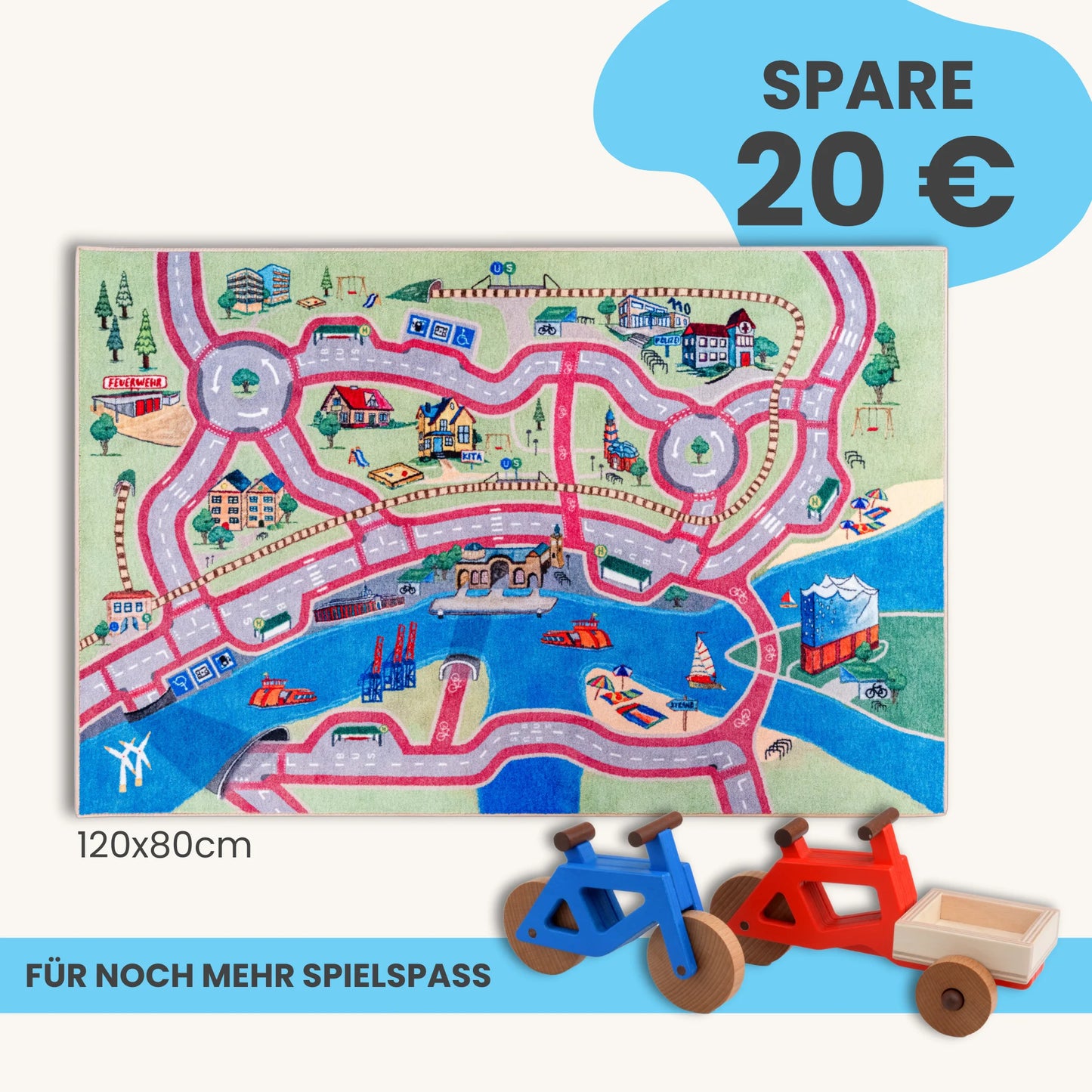Spielteppich HAMBURG 120x80cm im Starter-Set