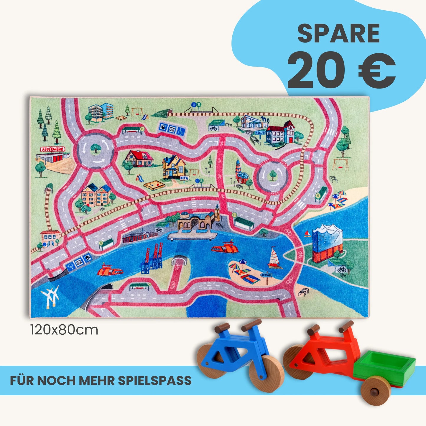 Spielteppich HAMBURG 120x80cm im Starter-Set