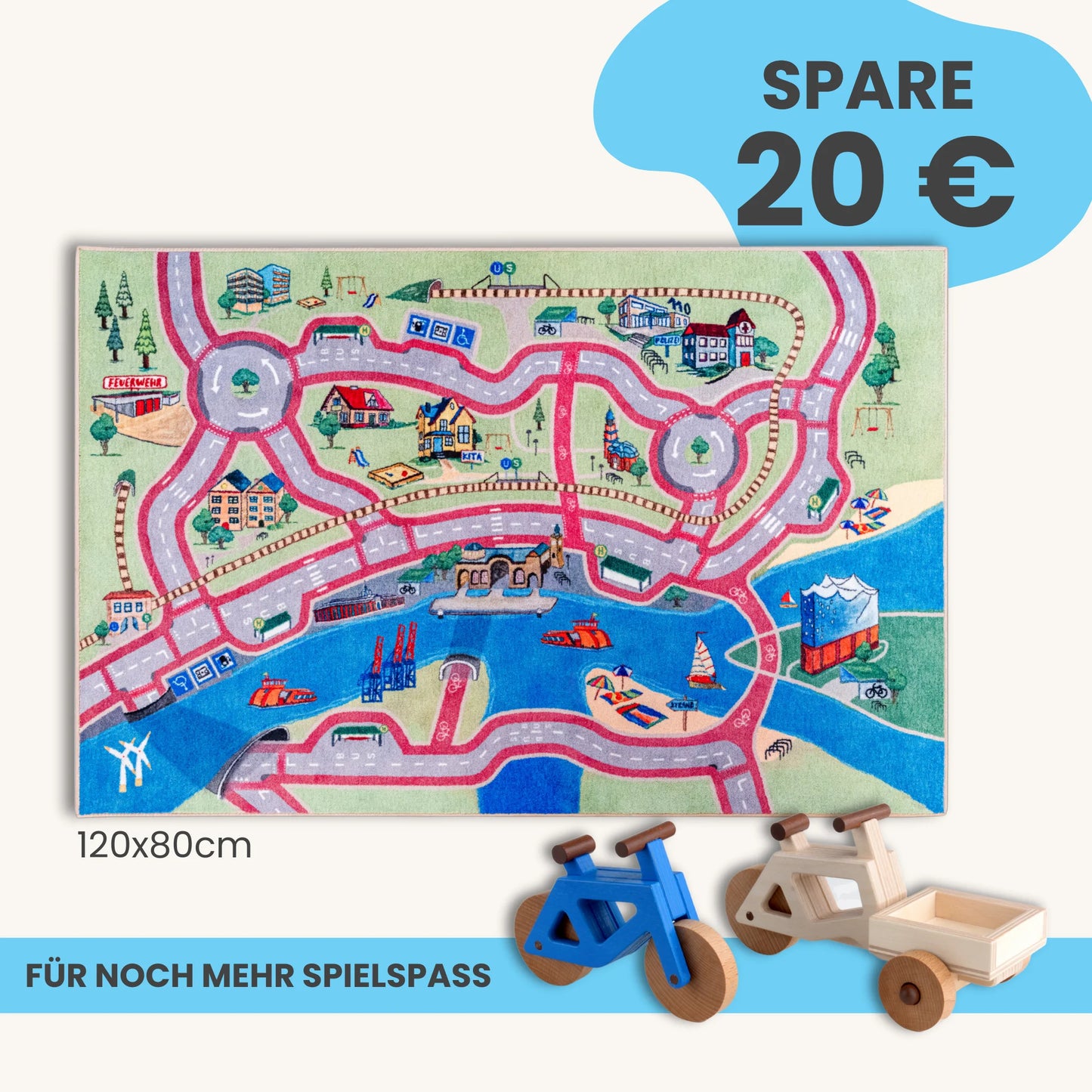 Spielteppich HAMBURG 120x80cm im Starter-Set
