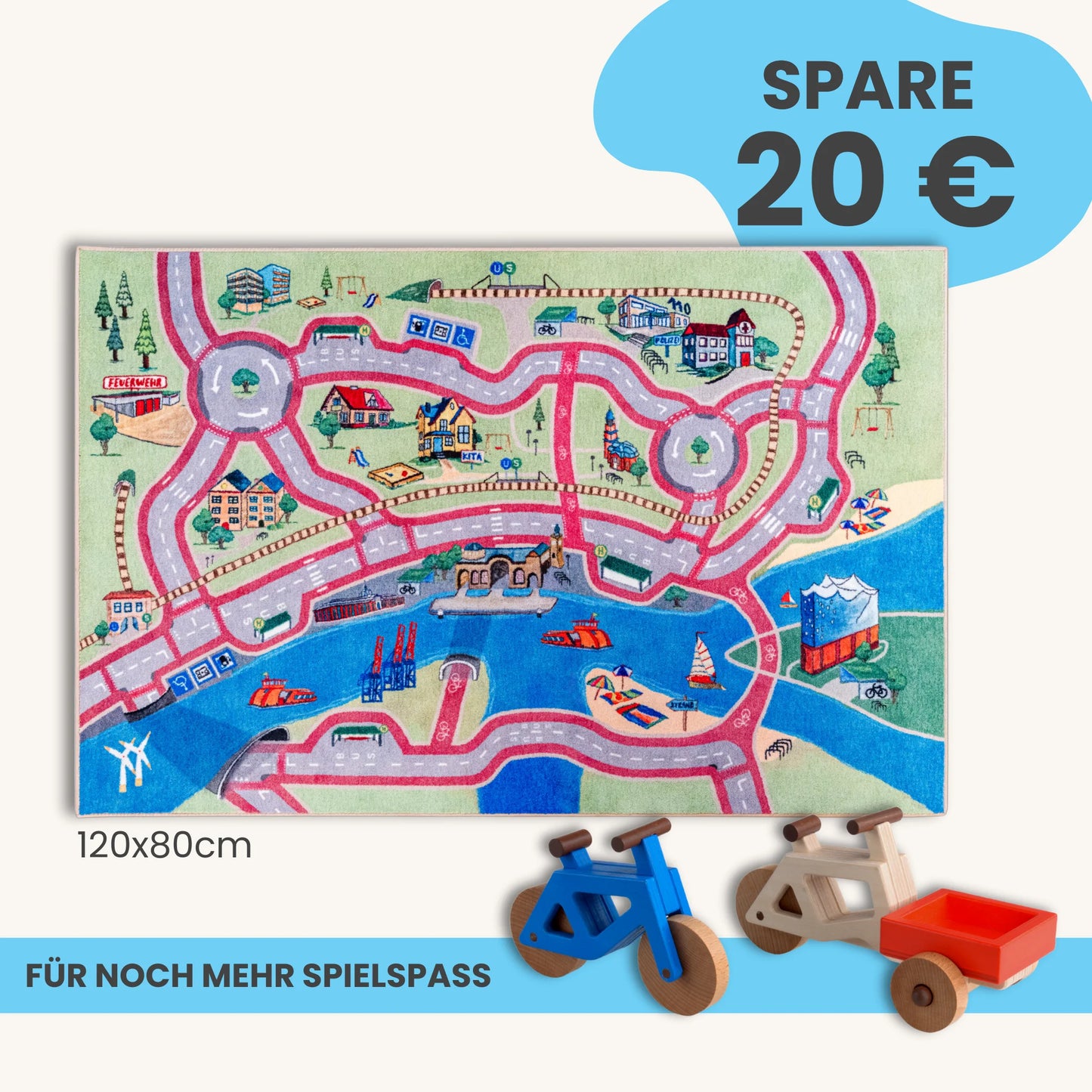 Spielteppich HAMBURG 120x80cm im Starter-Set