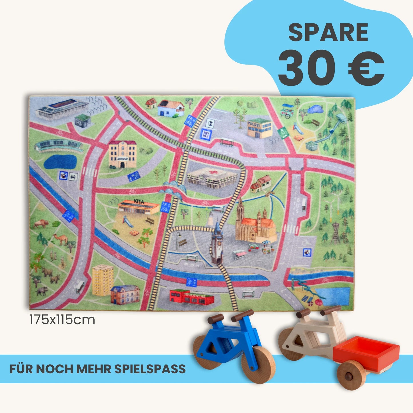 Spielteppich Freiburg 175x115cm im Starter-Set mit Spielzeug für mehr Spielspaß