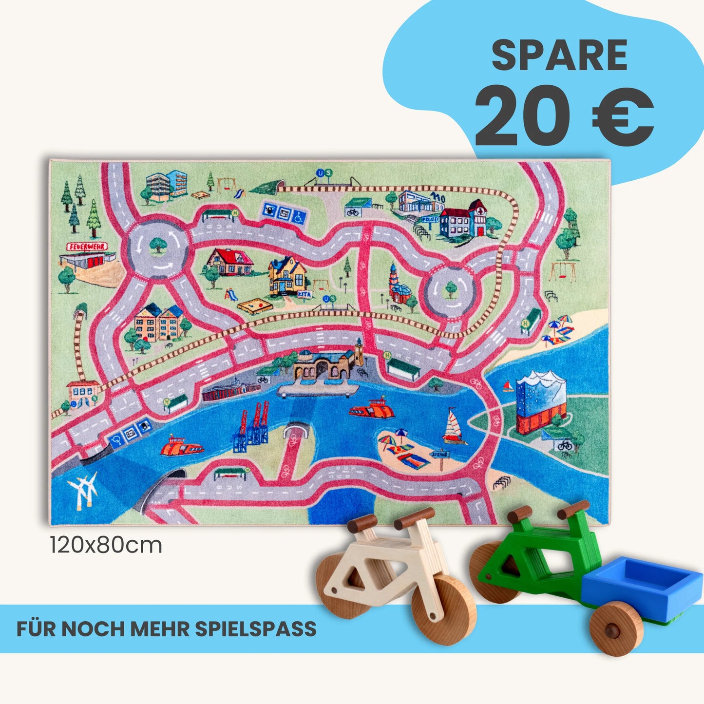 Spielteppich HAMBURG 120x80cm im Starter-Set