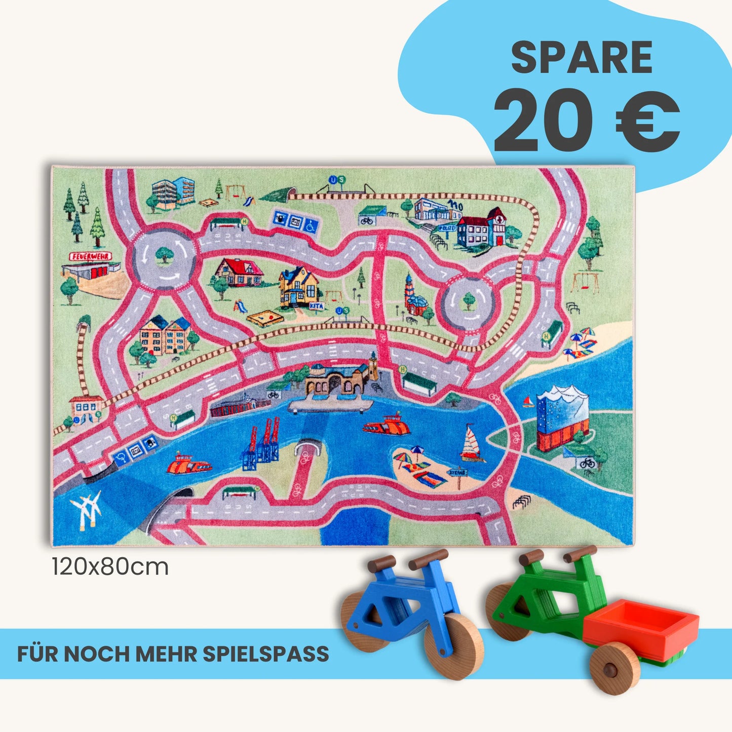 Spielteppich HAMBURG 120x80cm im Starter-Set