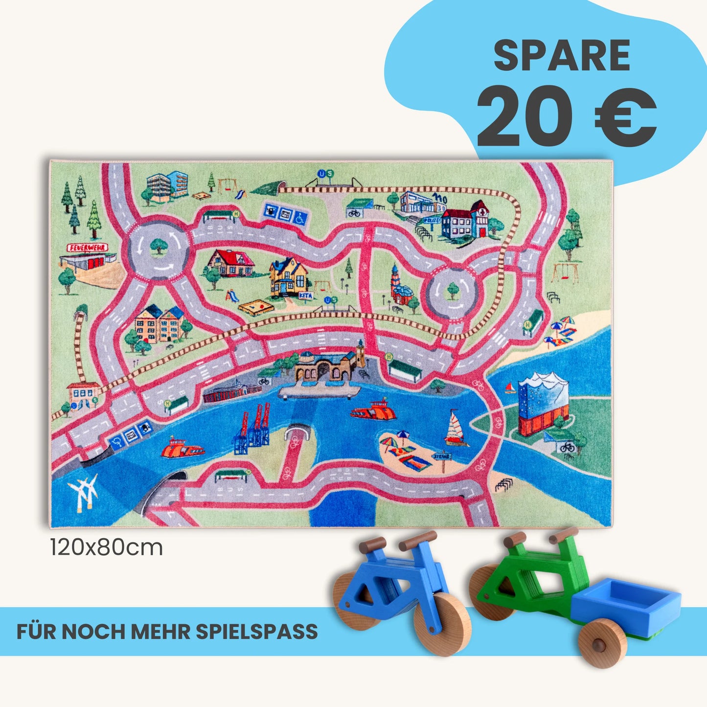 Spielteppich HAMBURG 120x80cm im Starter-Set