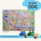 Spielteppich Freiburg 120x80cm Starter-Set mit Straßen und Spielzeugfahrzeugen