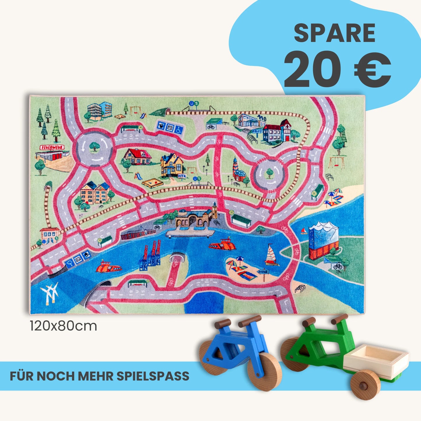 Spielteppich HAMBURG 120x80cm im Starter-Set