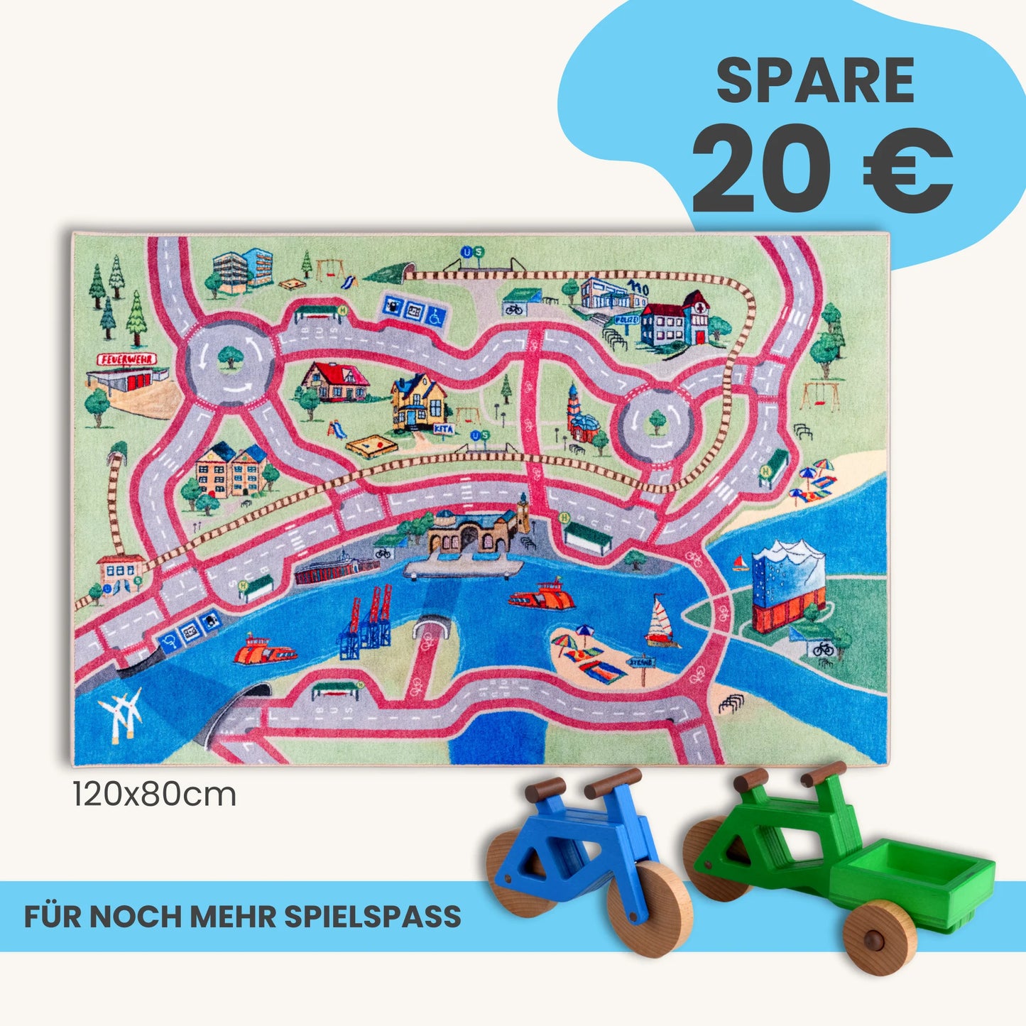 Spielteppich HAMBURG 120x80cm im Starter-Set