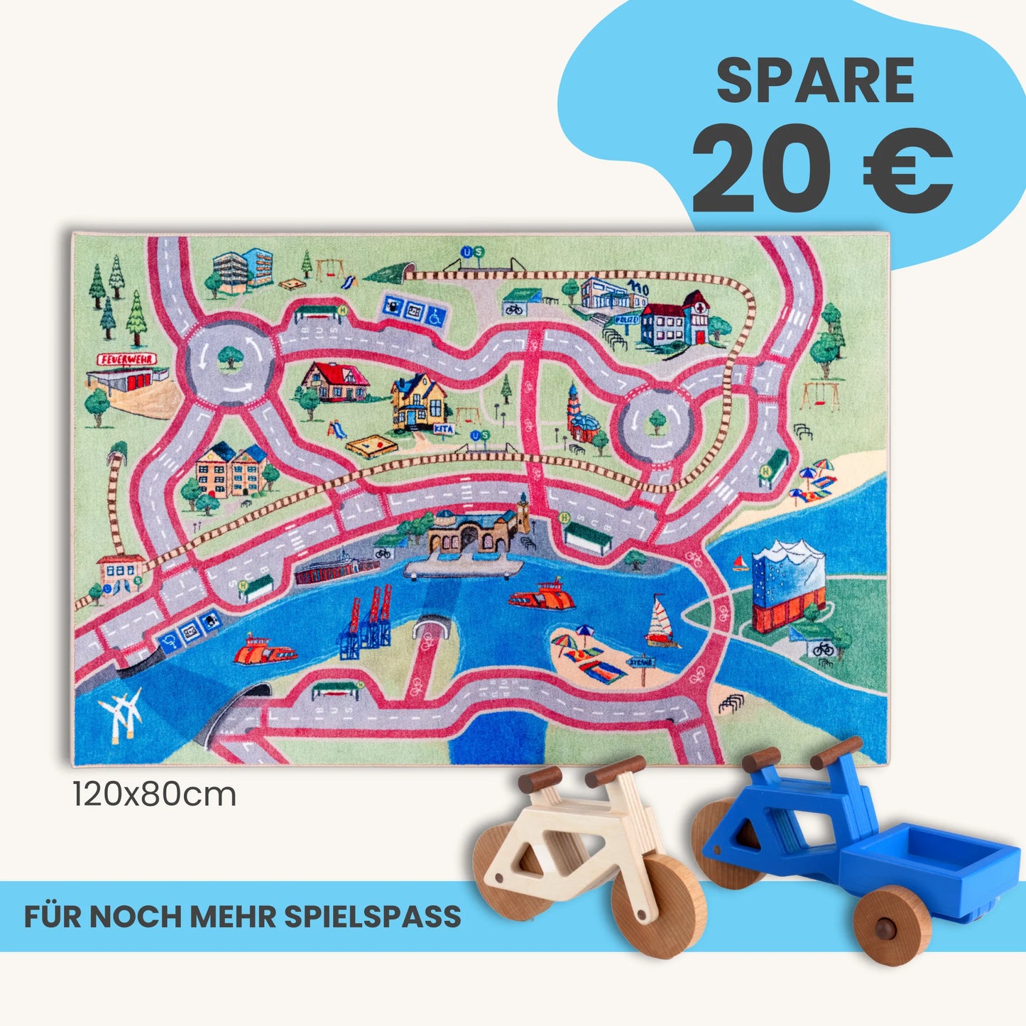 Spielteppich HAMBURG 120x80cm im Starter-Set
