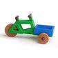 Nachhaltiges Holz-Spielzeug-Lastenrad in grün und blau für kreative Abenteuer im Kinderzimmer.