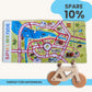 Handtuch Mobilitätsset To Go featuring a colorful Spielteppich and wooden bike, perfect for on-the-go play and OEKO-TEX certified.